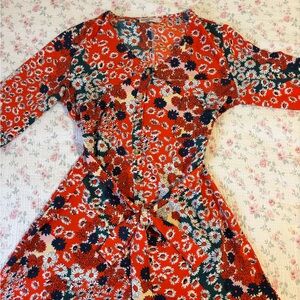 Floral Red and Blue Women's Dress
